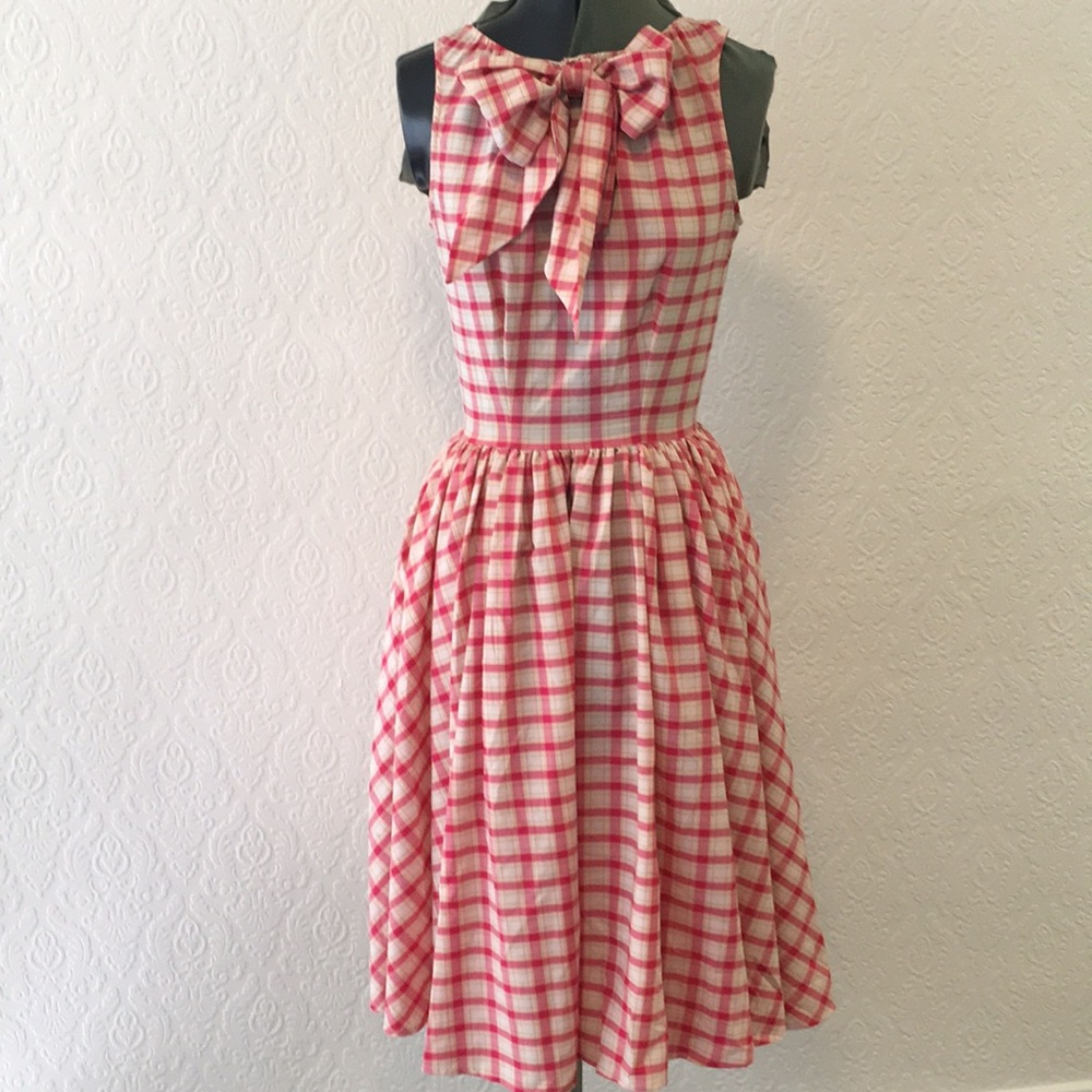 Pink plaid swing dress